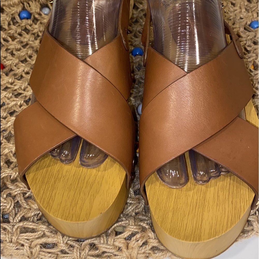 Sam Edelman Bentlee Wood Effect Flatform Heeled Sandals - Picture 8 of 12